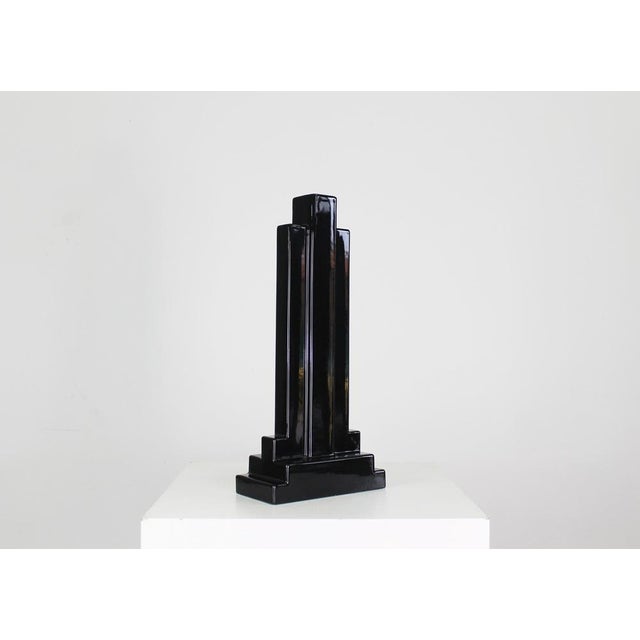 Poltronova Y15 Vase in Black Enameled Ceramic by Ettore Sottsass for Poltronova, 1970s For Sale - Image 4 of 10
