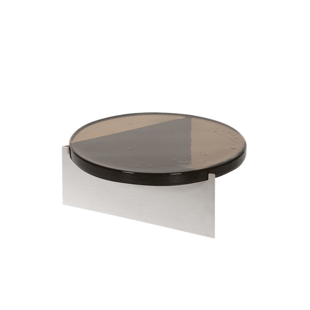 Early 21st Century Alwa One Super Big Side Table with Smoky Grey Top & Brushed Stainless Steel Base by Sebastian Herkner for Pulpo For Sale - Image 5 of 5