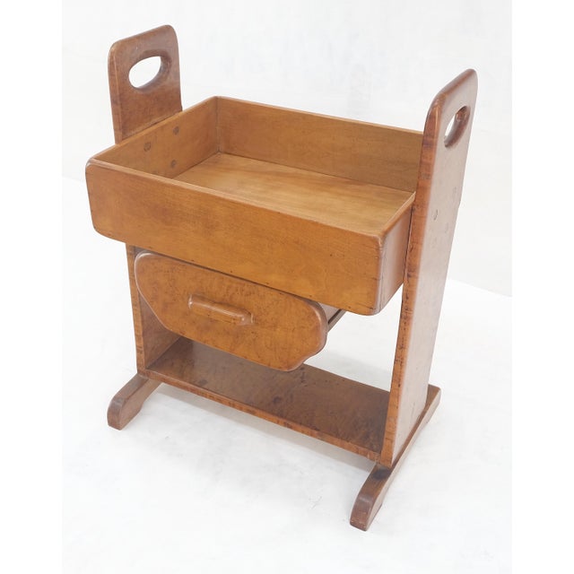 Wood Unusual Solid Colonial Maple Gallery Top Side End Table One Drawer MINT For Sale - Image 7 of 16