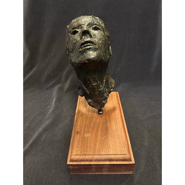 1960s 1960s Vintage Mid-Century Bronze Sculpture Head of a Man John Henry Waddell For Sale - Image 5 of 12