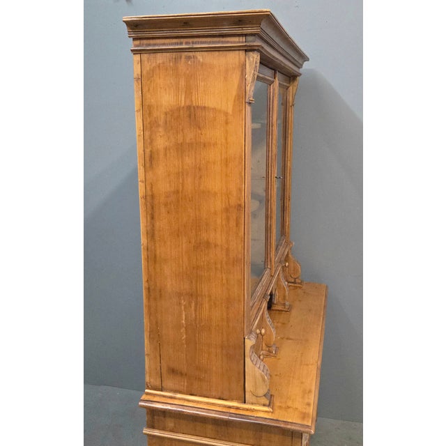 Antique Eastern European Pine Stepback China Cabinet Sideboard Hutch For Sale - Image 13 of 18