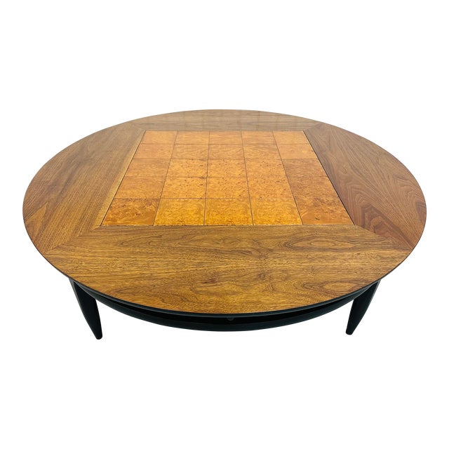 MidCentury Modern Lane Burled Walnut Round Coffee Table Chairish