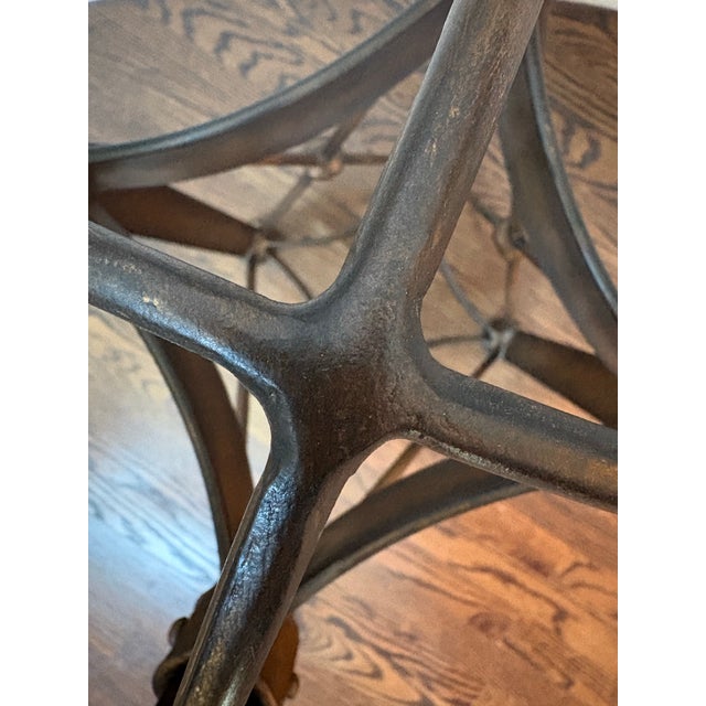 Vintage Leather & Antiqued Metal Side Table in the Style of Maitland-Smith For Sale - Image 9 of 12