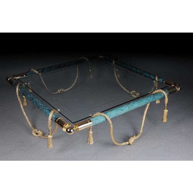 Gold Hollywood Regency Style Coffee Table in Brass and Gold with Glass For Sale - Image 8 of 18