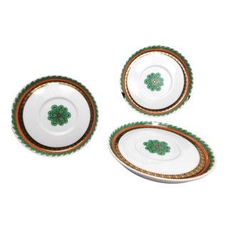 1990s Versace Marco Polo Espresso Saucer | Rosenthal Peacock Porcelain For Sale