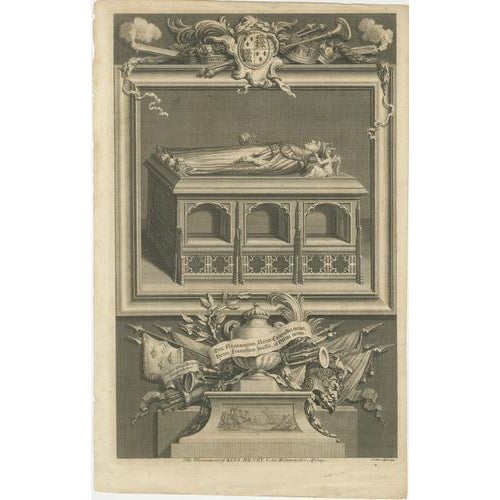 Vertue, Henry V Tomb, Westminster Abbey, 1735, Engraving For Sale - Image 3 of 9