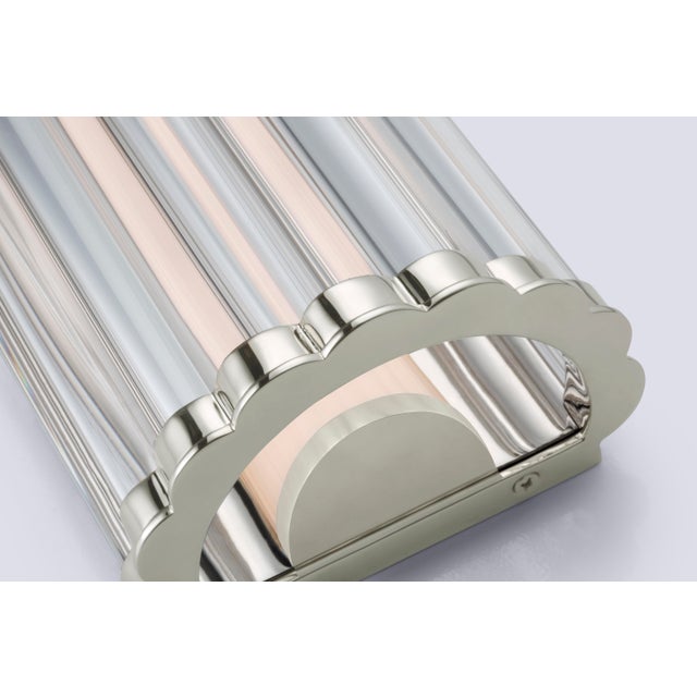 Modern Chapman & Myers for Visual Comfort Signature Kean 28" Sconce in Polished Nickel with Clear Glass Rods For Sale - Image 3 of 4