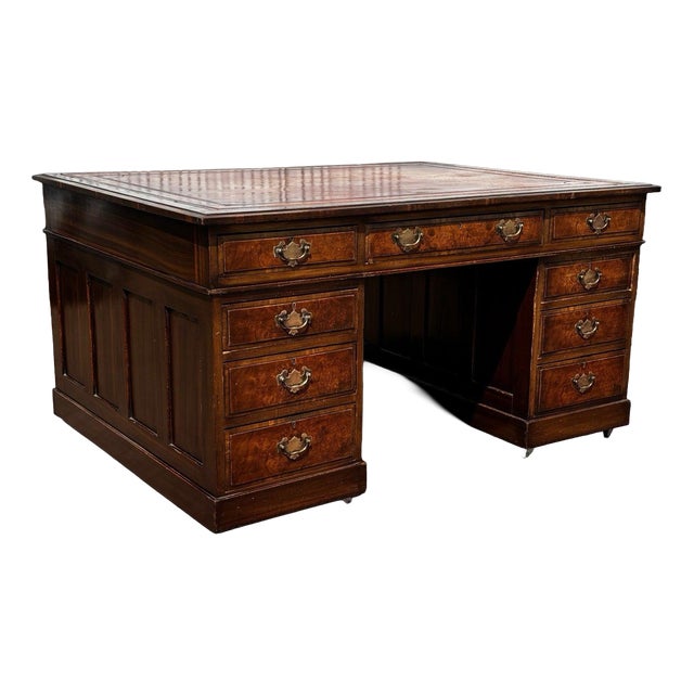 Partners Pedestal Desk in Walnut For Sale
