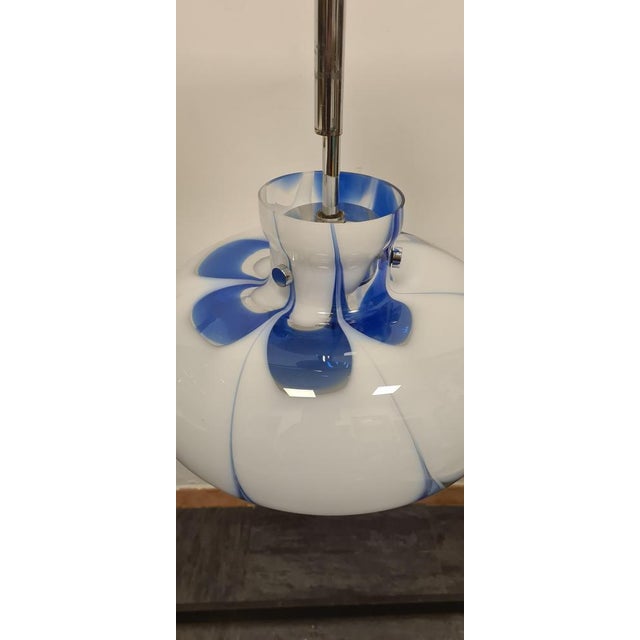 Space Age Hanging Light in Blue and White, 1980s For Sale - Image 11 of 15