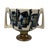 A striking and authentic mid-century modern ceramic pedestal compote bowl with geometric side handles, created by the...