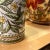 Ceramic 1990s Italian Hand-Painted Ceramic Canister With Lid in Ivory, Green, and Yellow For Sale - Image 7 of 9