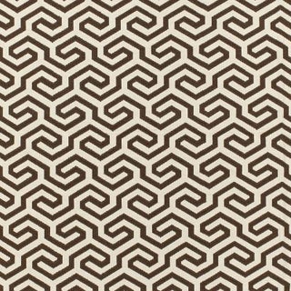 Sample - Schumacher Ming Fret Fabric in Chocolate For Sale