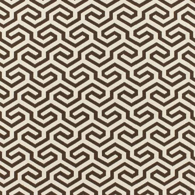Sample - Schumacher Ming Fret Fabric in Chocolate For Sale