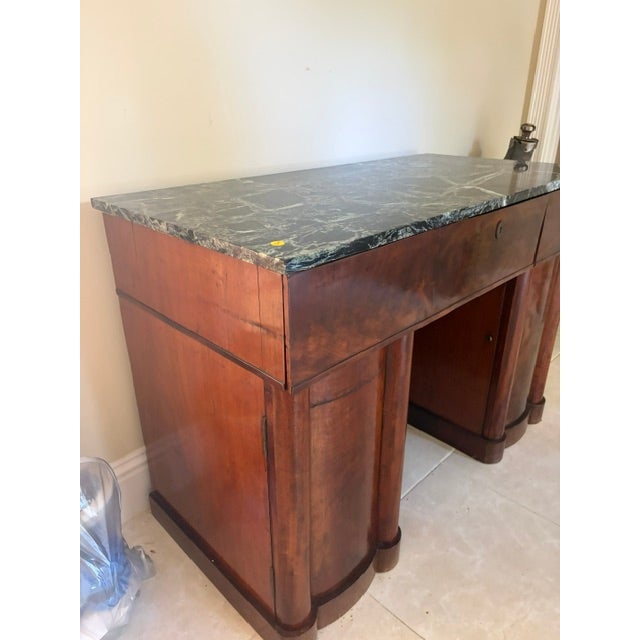 Early 19th Century Very Rare Antique Mahogany Marble Top Writing Desk Circa 1820 For Sale - Image 5 of 9