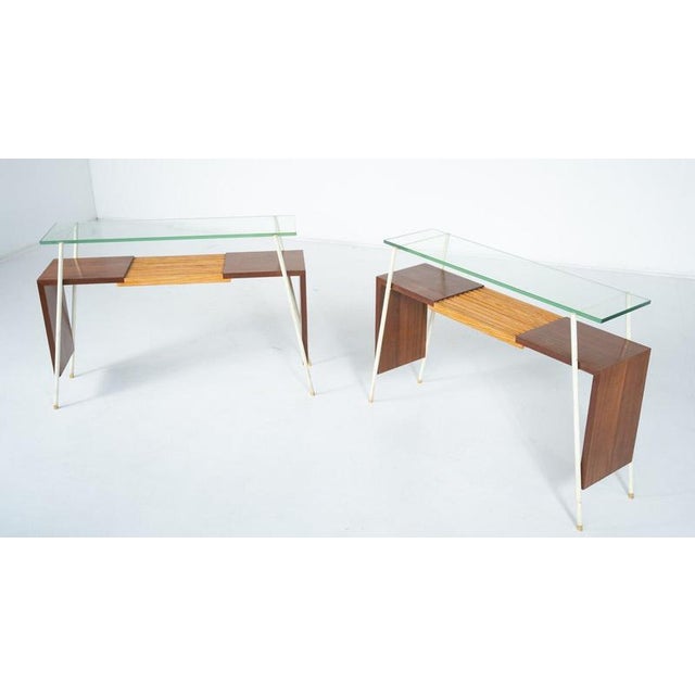 Wood Mid-Century Modern Console Table in Wood, Metal and Glass, Italy, 1960s For Sale - Image 7 of 12
