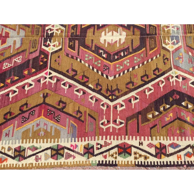 Textile Vintage Rustic Turkish Kilim Runner - 58" X 127.5" For Sale - Image 7 of 10