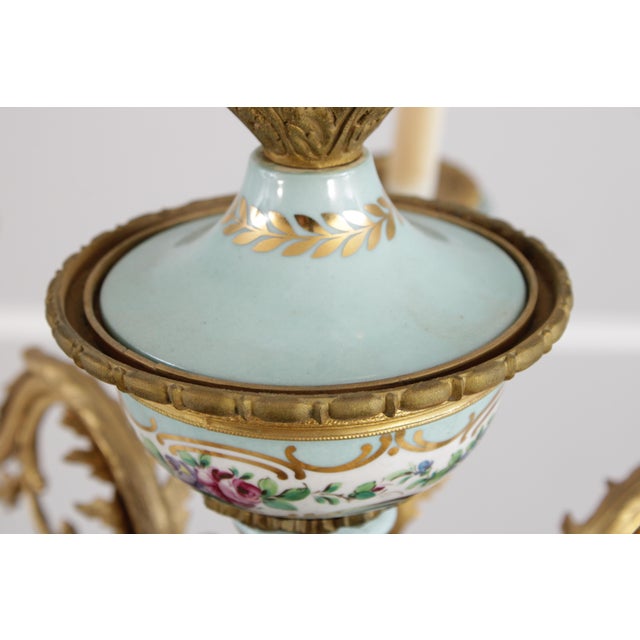 Vintage Sevres Style French Porcelain 8 Light Chandelier For Sale - Image 11 of 18