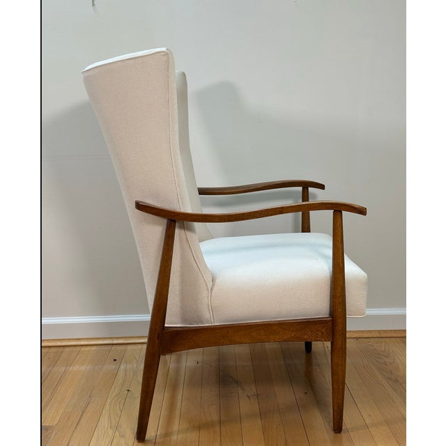 Mid-Century Modern Mid Century Scandinavian Wing Back Chair With Tufted Back Rest in the Manner of Madsen & Schubell For Sale - Image 3 of 12