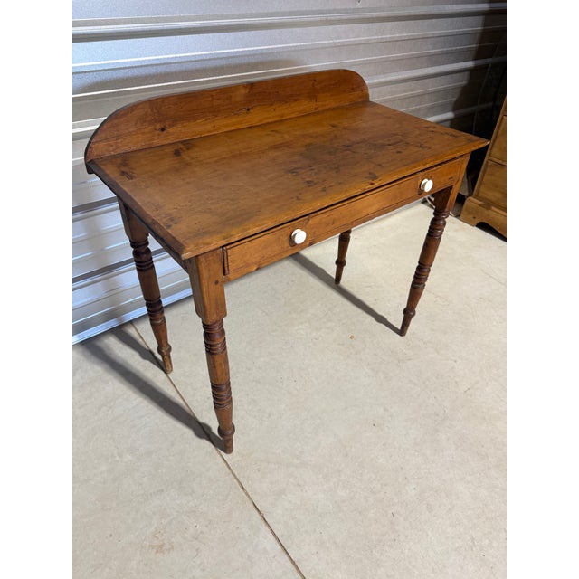 Victorian Antique Pine Wash Stand / Desk With Drawer and Lip From England For Sale - Image 3 of 18