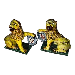 1990s Vintage Ceramic Italian Lions - a Pair