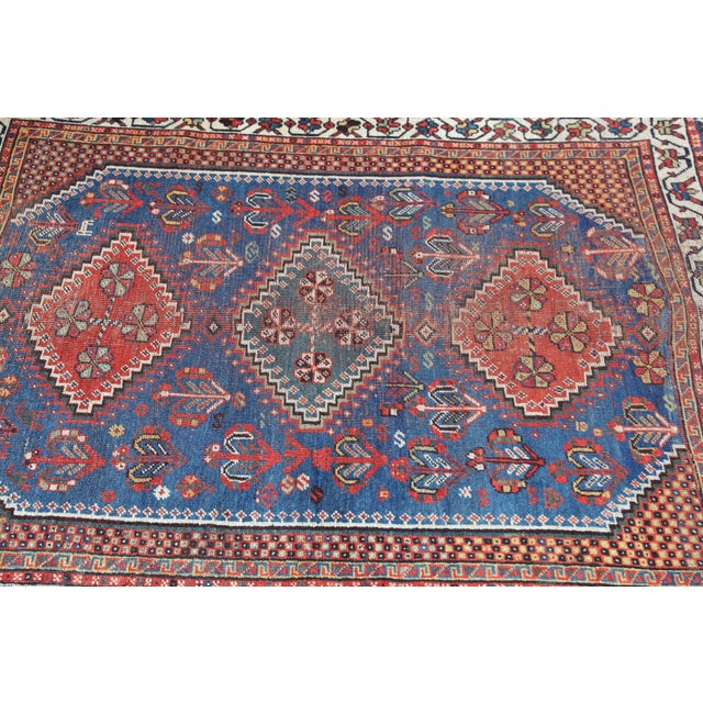 Sky Blue Handmade Sky Blue Tones Vintage Kaskay Rug -5' X 3' 9'' For Sale - Image 8 of 15