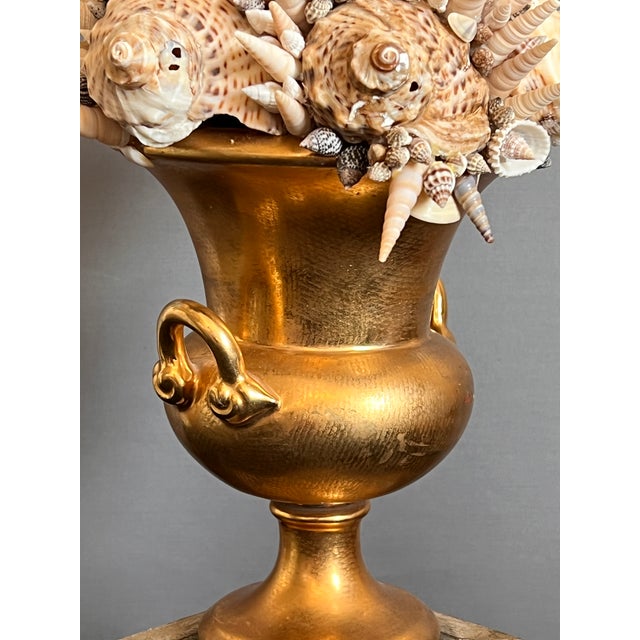 1970s Vintage Italian Grotto Style Seashell & Rock Crystal Topiary on the Gilt Stand For Sale - Image 5 of 12