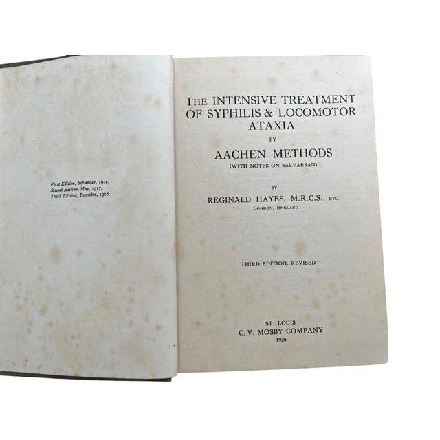 An unusual and visually compelling 1920 medical text titled The Intensive Treatment of Syphilis & Locomotor Ataxia by...