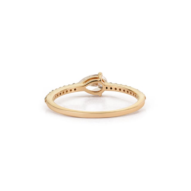 Pear-Shaped Natural Diamond Engagement Ring Size 6.5 in 14k Yellow Gold For Sale - Image 9 of 17