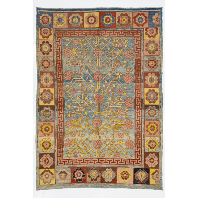 Timeless Vintage Khotan Style Blue Wool Rug Featuring an Allover Design For Sale - Image 11 of 11