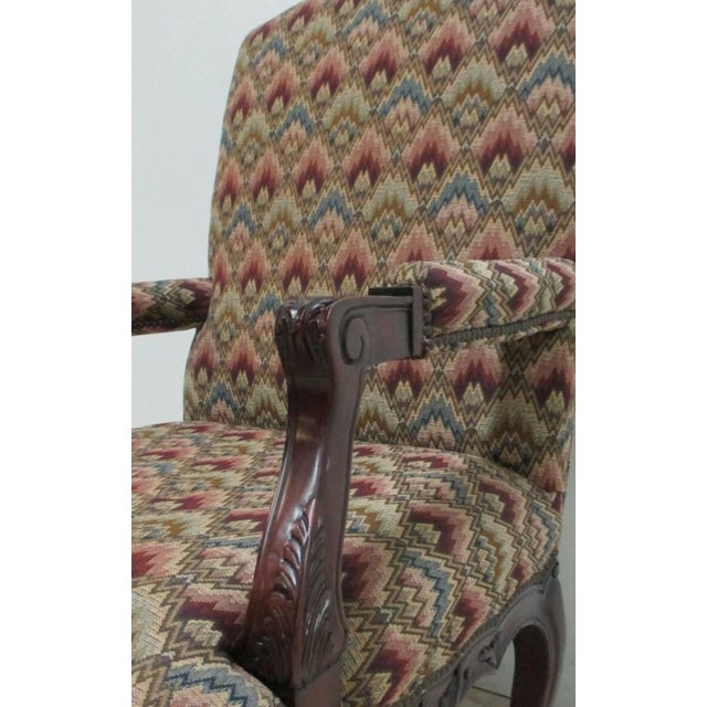 French Country 1980s Baker Furniture French Carved Leg Living Room Lounge Arm Club Chair B For Sale - Image 3 of 12