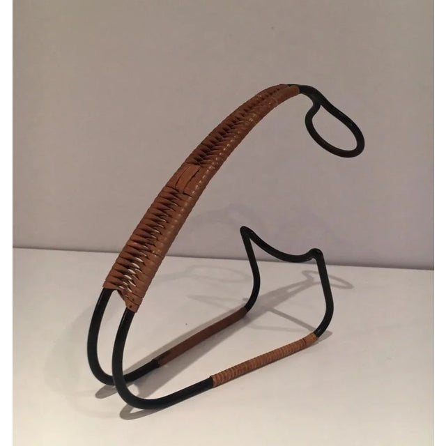 Circa 1950 Scandinavian Black Lacquered Metal and Wicker Bottle Holder For Sale - Image 9 of 13