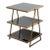 Uttermost Grace Feyock Garrity Modern Glam 20" Gold Leaf Tiered Accent Table W. Black Glass Shelves Bar Table For Sale