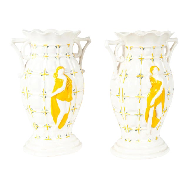 Vintage Porcelain Decorative Vases- A Pair For Sale