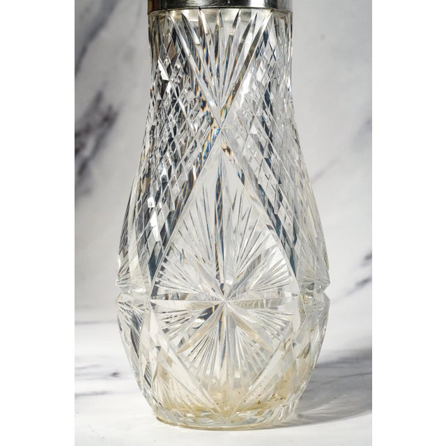 Elegant Heavy Large Hand Cut Crystal German 800 Silver Luxury Flower Vase Home Decor For Sale - Image 15 of 18