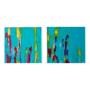"Array - Diptych" Contemporary Abstract Mixed-Media Paintings by Jakki Jandrell - Set of 2