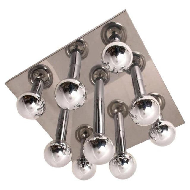 Gold Large Flush Mount in Chrome and Perlmut by Motoko Ishii for Staff, 1970s, Set of 2 For Sale - Image 8 of 8