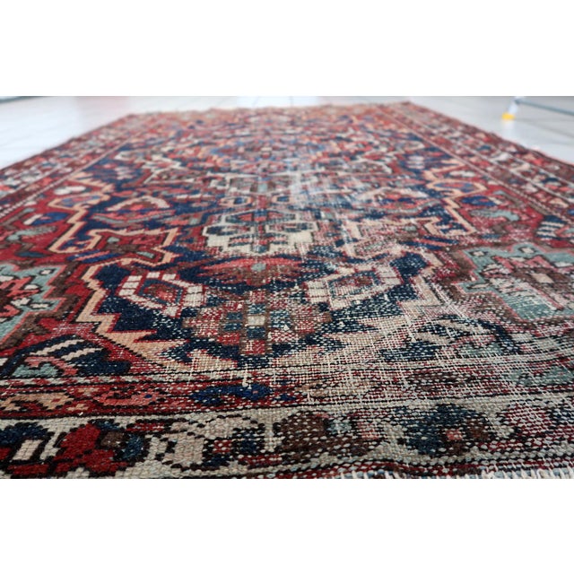 1920s, Antique Persian Hamadan Rug, Distressed Geometric Medallion, 4 X 6 For Sale - Image 4 of 11