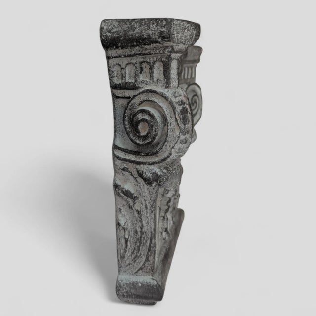 Vintage Neoclassical Corinthian Capital Column Decorative Wall Brackets- A Pair For Sale - Image 9 of 12