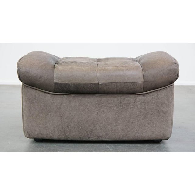 Vintage Gray Leather Sofa Elements and Ottoman, Set of 4 For Sale - Image 18 of 18