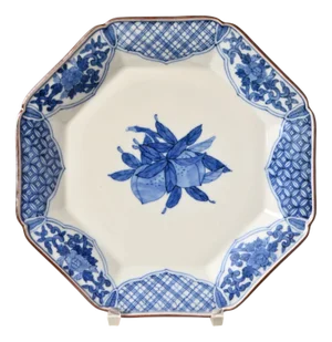 Japanese Kutani Ware Blue and White Dish by Shimada Juraku, 1950s