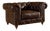 Duplicate Crafters and Weavers Century Dark Brown Leather Chesterfield Arm Chair For Sale