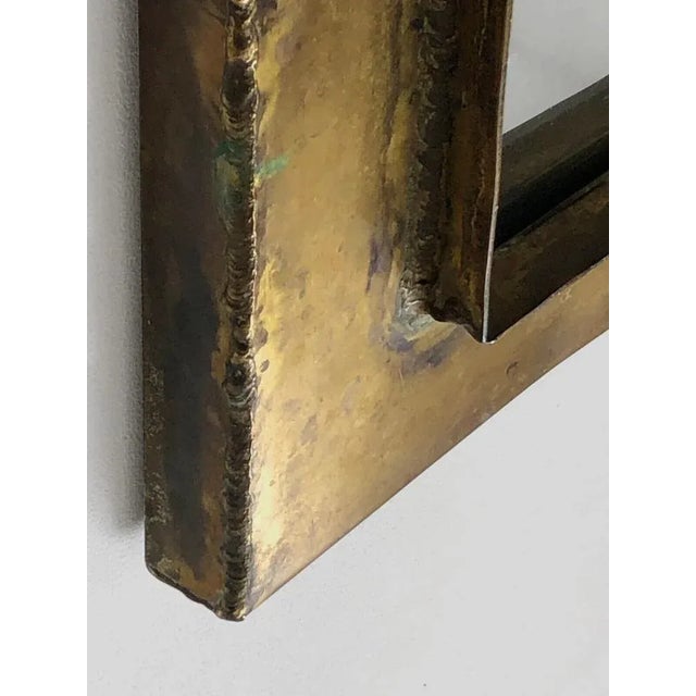 Mirror Mural in Bronze or Patinated Brass with Ceramic Inserts attributed to Jean Péillaud, France, 1970s For Sale - Image 6 of 10