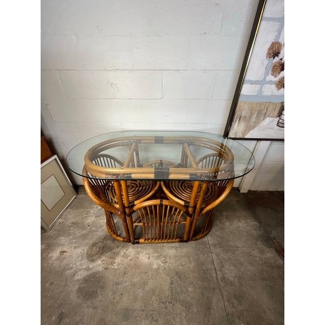 Rattan & Cane Game Table and Chair Set For Sale In New York - Image 6 of 8