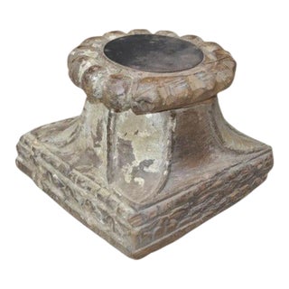 Early 20th Century Rustic Carved Wood Candle Holder For Sale