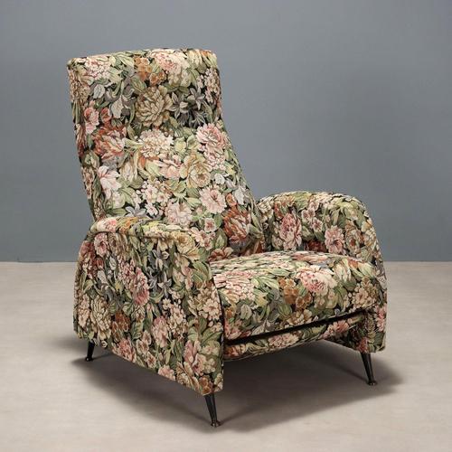 Vintage Reclining Armchair in and Fabric Metal, 1960s For Sale - Image 11 of 11