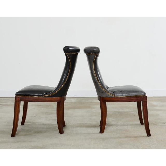 Charcoal Set of Four Ralph Lauren Highgate Leather Dining Chairs For Sale - Image 8 of 18