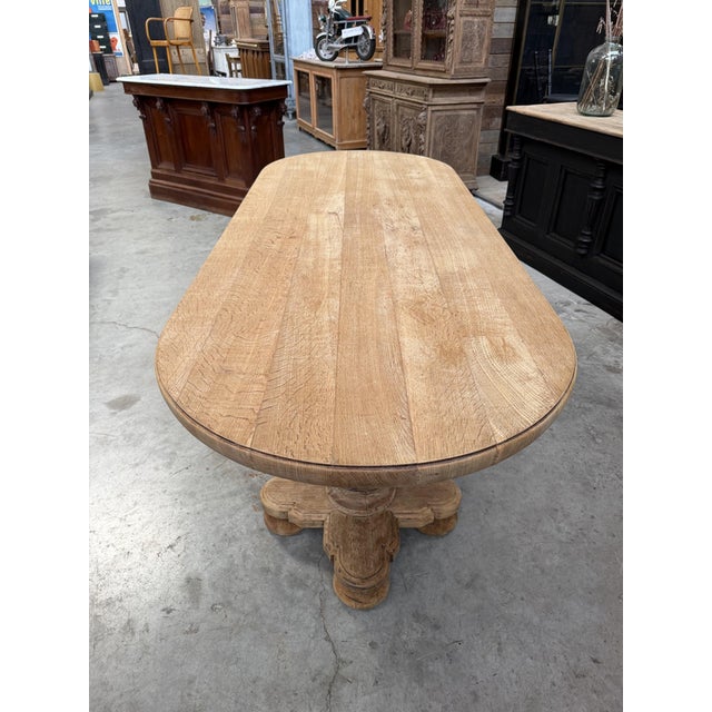 Wood Oval Table in Solid Oak, 1960s For Sale - Image 7 of 11