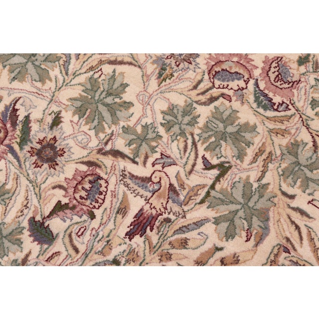 Shabby Chic Shabby Chic 1990's Floral Pak-Persian Beige/Green Wool Round Rug- 8'1'' X 8'2'' For Sale - Image 3 of 9
