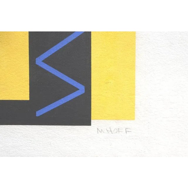 1980s Margo Hoff Construction Over Yellow Sky Geometric Abstract 1980s For Sale - Image 5 of 6