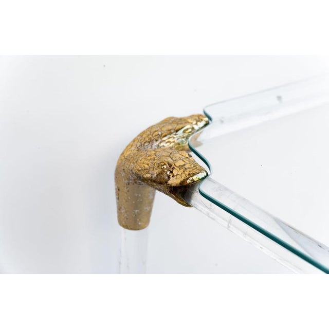 1970s Acrylic Glass and Brass Coffee Table, 1970s For Sale - Image 5 of 7